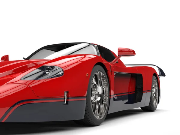 Концепт супер автомобіль екстремальний зрізаний фарами 3D ілюстрація — стокове фото