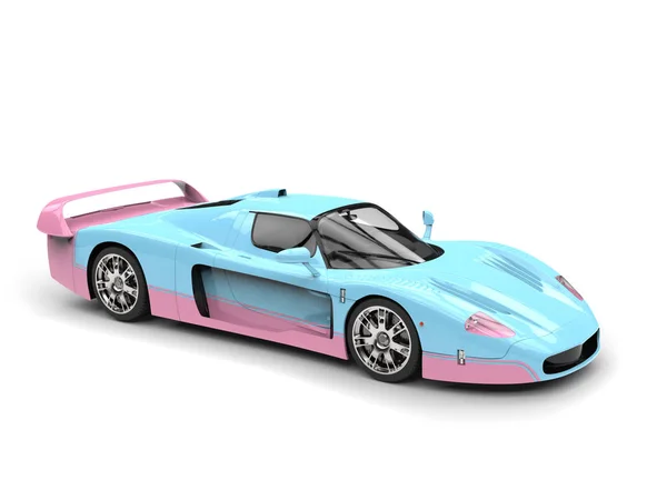 Bonbonblaues und pinkfarbenes Konzeptauto - 3D-Illustration — Stockfoto