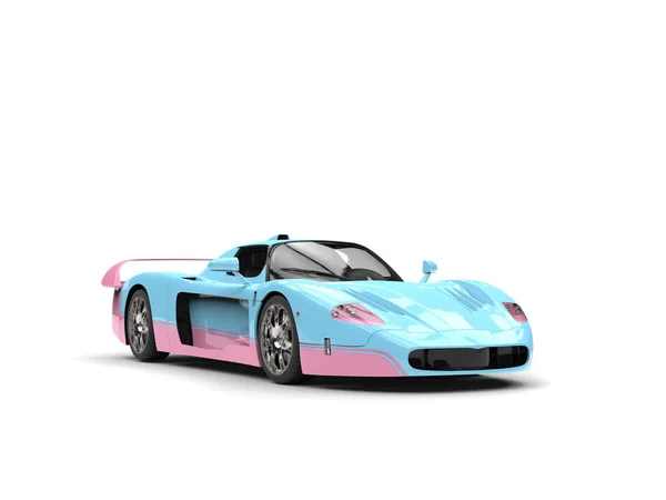 Playful candy blue and pink concept supercar - 3D Illustration — Stock Photo, Image