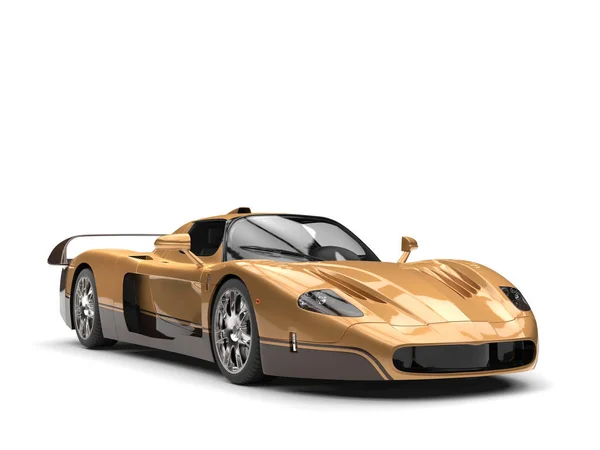 Supercarro de corrida conceito dourado - Ilustração 3D — Fotografia de Stock