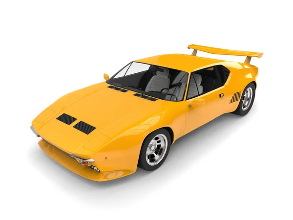 Carro de corrida conceito vintage amarelo - tiro estúdio vista superior - Ilustração 3D — Fotografia de Stock