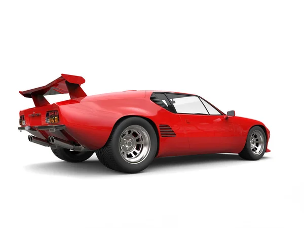 Carro de corrida conceito vintage vermelho - visão traseira lateral - Ilustração 3D — Fotografia de Stock