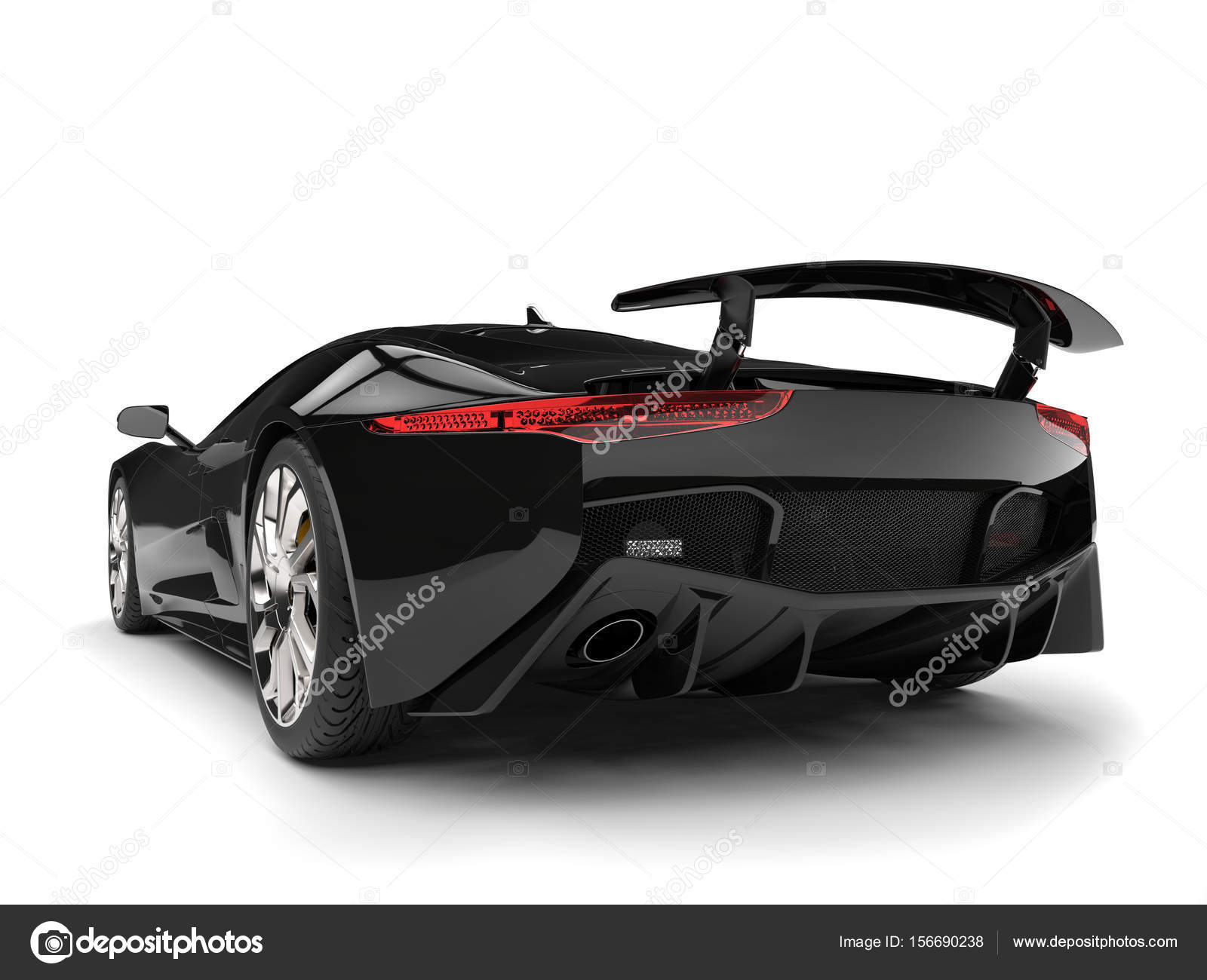 Jet black urban elegant sports car - back view Stock Photo by ©Trimitrius  156690238