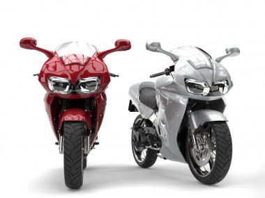 Kiraz kırmızı ve gümüş modern süper bisiklet spor