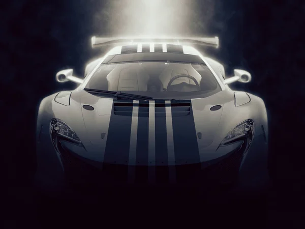 Stedelijke sport supercar - epische verlichting - 3d illustratie — Stockfoto