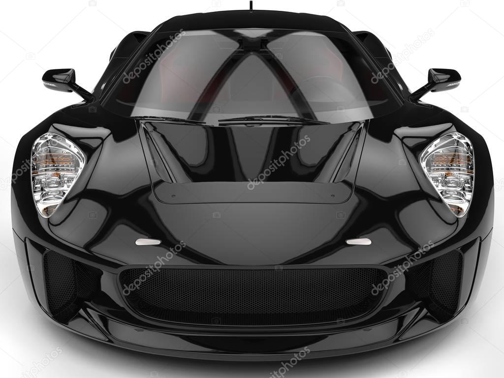 Elegant black super sports car - extreme closeup shot