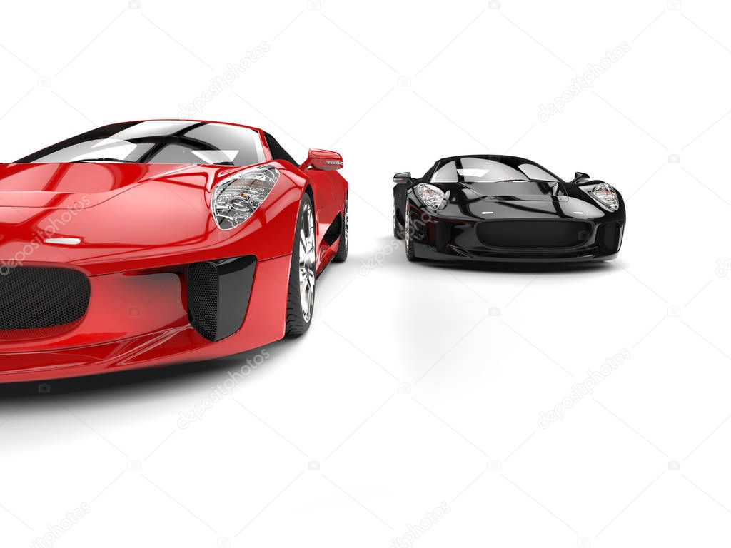 Super sports cars - red and black 