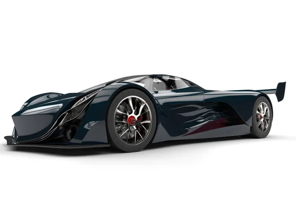 Oscuro teal concepto de carrera super coche con detalles rojos - tiro de belleza — Foto de Stock
