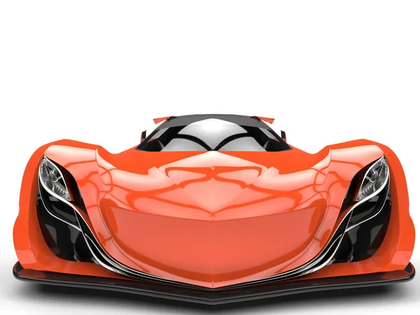 Vivid conceito laranja corridas super carro - visão frontal close-up tiro — Fotografia de Stock