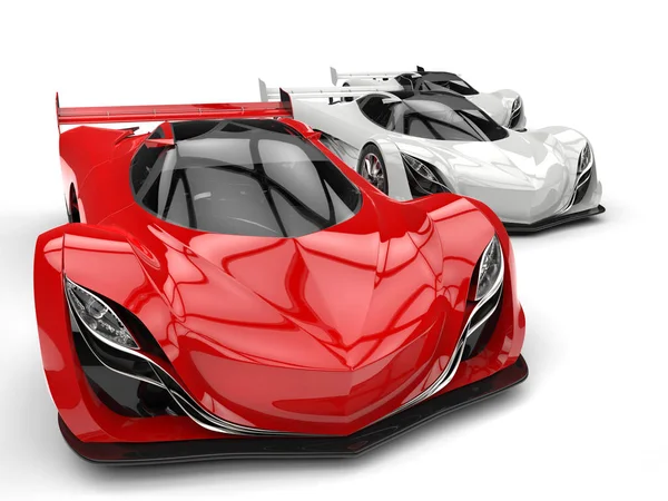 Vermelho e branco conceito incrível super carros — Fotografia de Stock