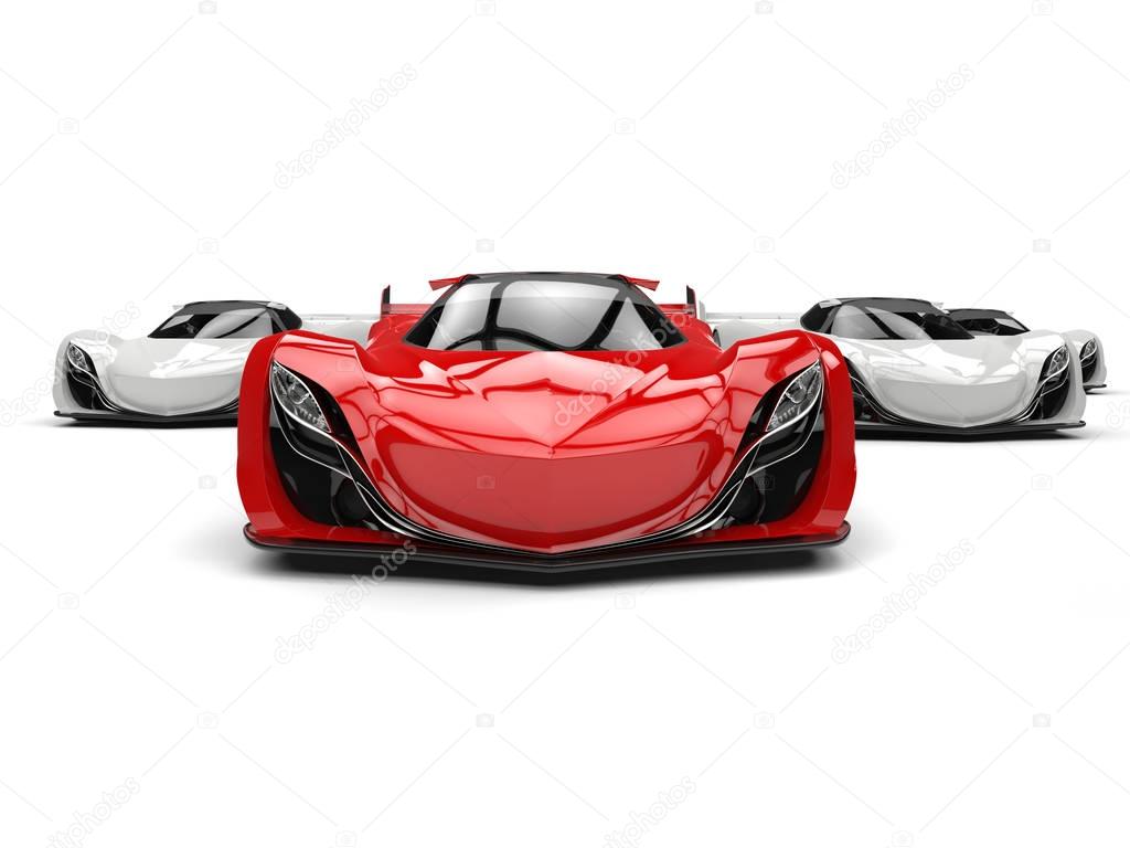 Crimson red futuristic concept sports car
