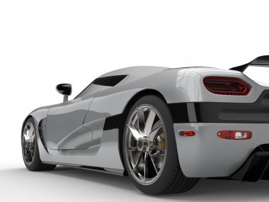 Lüks gümüş süper spor otomobil - arka tekerlek portre vurdu