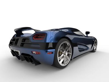 Awesome metallic blue super sport concept car - back view clipart