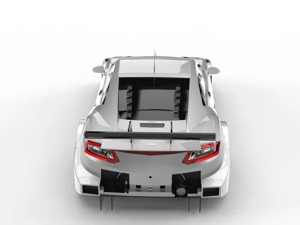 Heldere zilveren moderne concept sportwagen - top-down staart weergave — Stockfoto