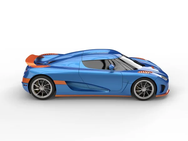 Sublime concept car de course métallique bleu et orange — Photo