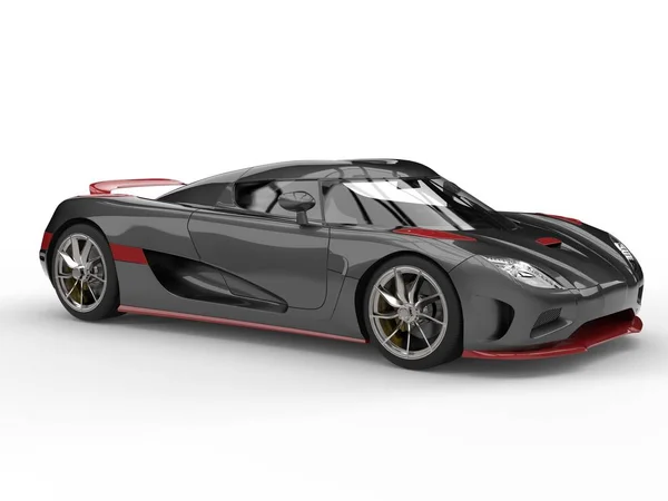 Tmavě kovové šedé sportovní koncept vozu s červenými detaily — Stock fotografie
