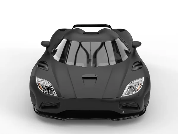 Carro super desportivo preto fosco impressionante - vista frontal superior — Fotografia de Stock