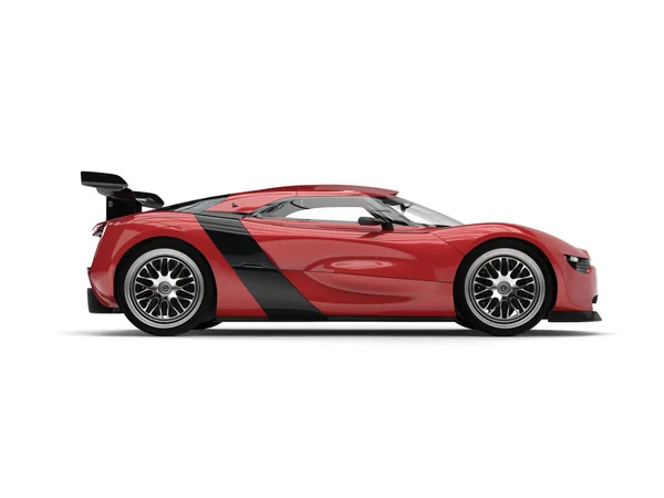 Super sportkocsi - metál sötét vörös - oldalnézet — Stock Fotó