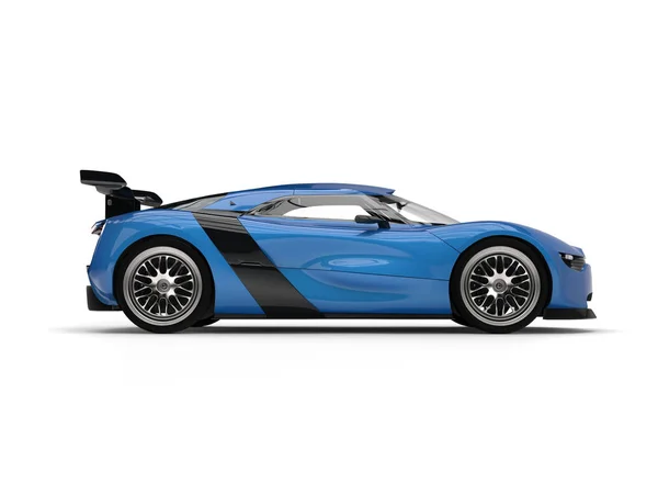 Super coche deportivo - azul metálico - vista lateral — Foto de Stock