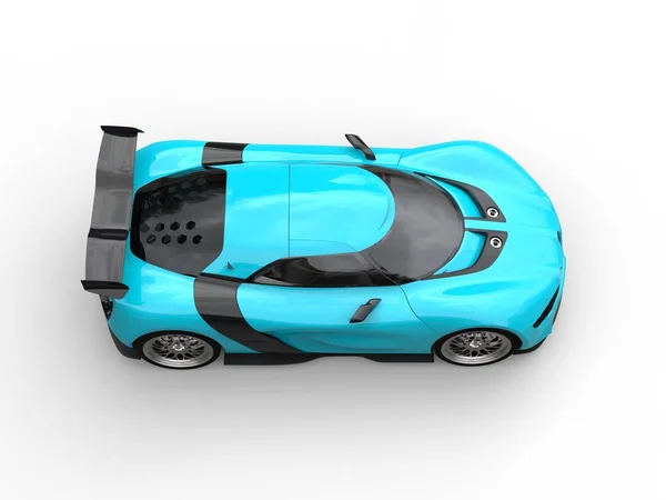 Vivid cerulean - super sports car - top down view — Stock Photo, Image