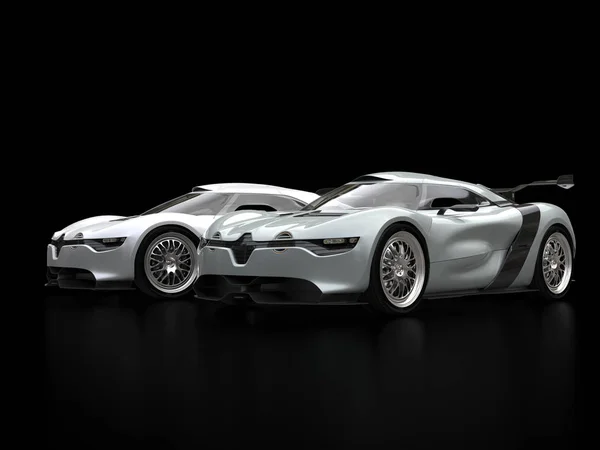Modern super cars in variations of silver paint