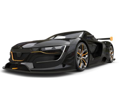 Sarı desenli harika siyah süper araba