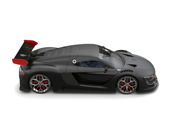 Magnífico mate negro super coche con detalles rojos — Foto de Stock