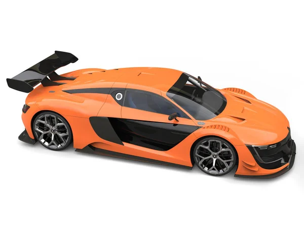 Потрясающий спортивный автомобиль - сила воли оранжевого и черного цветов - вид сверху — стоковое фото