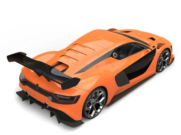 Fantastisk sportbil - viljestyrka orange och svarta färger - bakifrån — Stockfoto
