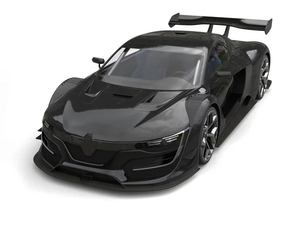 Gunmetal black super car - von oben nach unten studio shot — Stockfoto