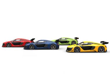 Süper supercars yarış - kırmızıya yakın yarışı önde gelen 