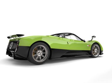 Floresan yeşil modern süper araba - arka tekerlek odak vurdu