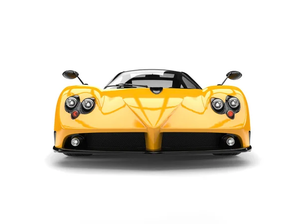 Cyber amarelo conceito carro esporte de luxo - visão frontal - baixo ângulo — Fotografia de Stock