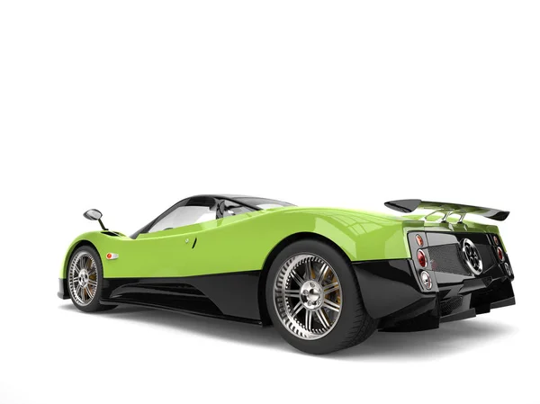 Fluoreszkáló zöld modern szuper autó - farok megtekintése — Stock Fotó