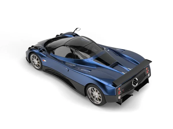 Metál kék félelmetes luxus super sportkocsi - vissza felülnézeti — Stock Fotó