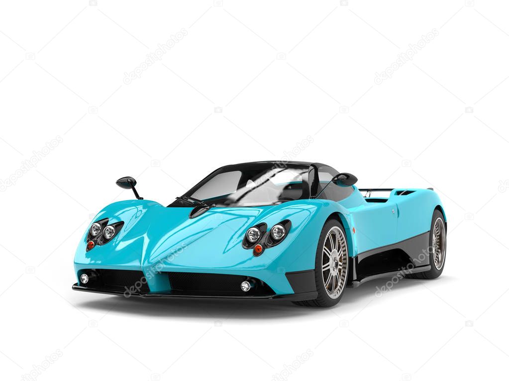 Beautiful light teal super sports car