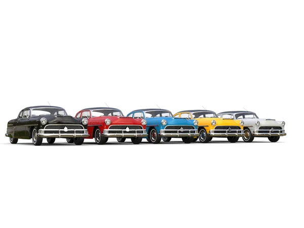 Magníficos coches antiguos en diferentes colores - plano de estudio —  Fotos de Stock