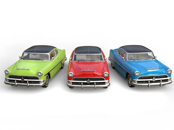 빨강, 녹색 및 파랑 장엄한 빈티지 자동차 — 스톡 사진