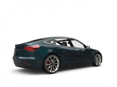 Koyu metalik yeşil modern elektrikli iş araba