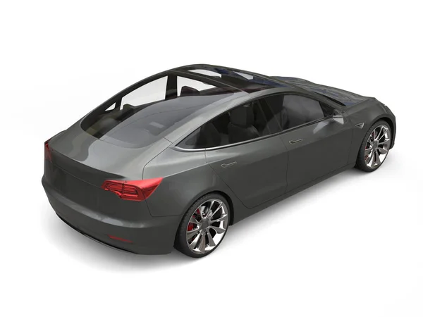 Moderno coche eléctrico gris metálico con techo de cristal grande - vista trasera — Foto de Stock