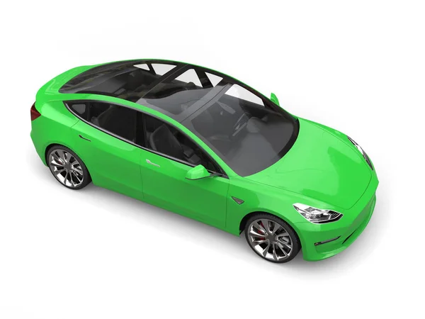 Guppie zelená moderní elektrické auto - pohled shora — Stock fotografie