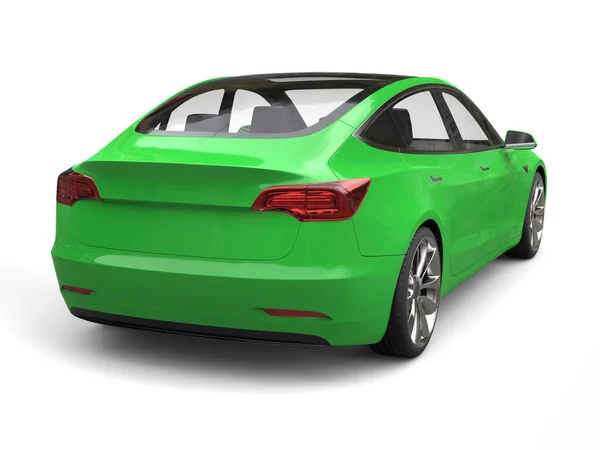 Guppie groene moderne elektrische auto - achteraanzicht — Stockfoto