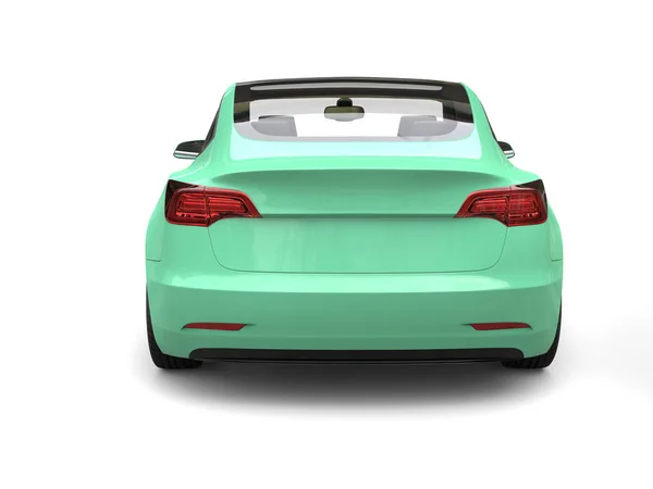 Světlé pastelové zelené moderní elektrické auto - zadní pohled — Stock fotografie