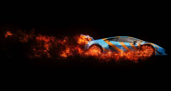 Extreme racing car - fire and flames — Stock Photo, Image