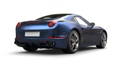 Koyu metalik mavi hızlı spor araba - kuyruk görünümü - stüdyo çekim