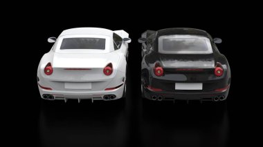 Serin siyah beyaz süper spor arabalar - üst arka görünüm