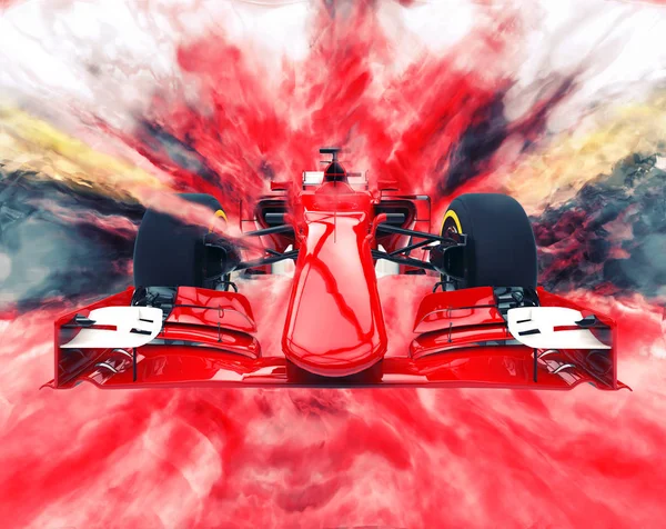 Kırmızı formula bir araba - renk patlama