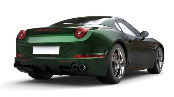 Dark green metallic fast sports car - tail view - studio shot — Stock Photo, Image