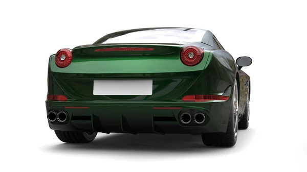 Carro esportivo rápido metálico verde escuro - visão traseira - tiro de estúdio — Fotografia de Stock