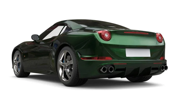 Coche deportivo rápido metálico verde oscuro - vista trasera — Foto de Stock